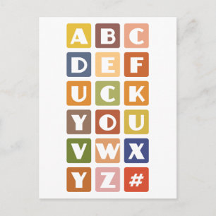 Naughty Alphabets aangepast briefkaart