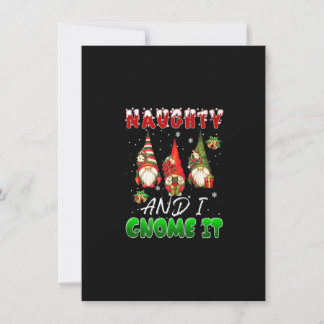 Naughty and I Gnome It Christmas Cute Gnomes Famil Kaart