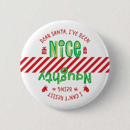 Naughty and Nice Santa Holiday Button (Voorkant)