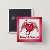 Naughty Angel Vierkante Button 5,1 Cm (Voorkant /achterkant)