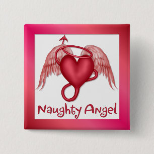 Naughty Angel Vierkante Button 5,1 Cm