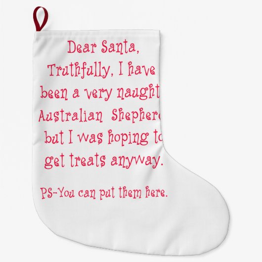 Naughty Australian Shepherd Grote Kerstsok (Voorkant)