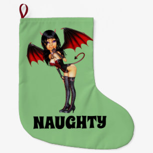 NAUGHTY BARE MATT DEVIL GIRL CHRISTMAS STOCKINGS GROTE KERSTSOK