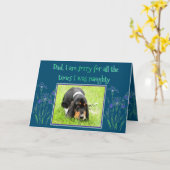 Naughty Basset Hound sur la carte d'anniversaire d (Fleur jaune)