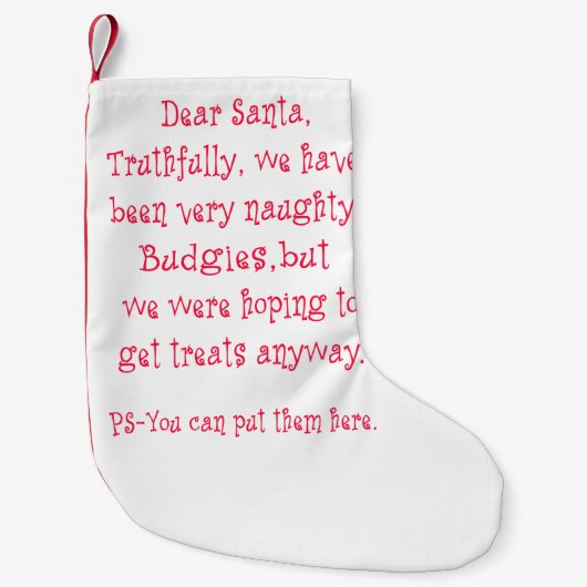 Naughty Budgies Kleine Kerstsok (Voorkant)