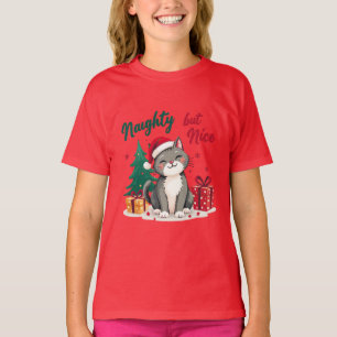 Naughty But Nice Cat Christmas T-shirt