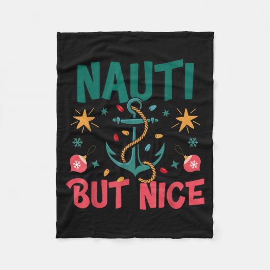 Naughty But Nice Funny Nautical Christmas Pun Joke Fleece Deken (Voorkant)