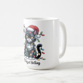 Naughty Cat Christmas Mug – Funny Santa Hat  (Devant droit)
