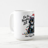 Naughty Cat Christmas Mug – Funny Santa Hat  (Devant gauche)