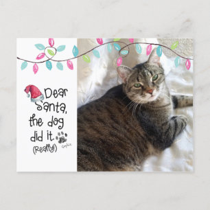 Naughty Cat Funny Beste Santa Letter Fotokat Naam Feestdagenkaart