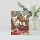 Naughty cats & lobster briefkaart (Staand voorkant)