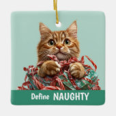 Naughty Christmas Ginger Kitten Keramisch Ornament (Voorkant)