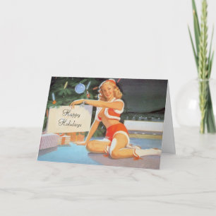 Naughty Christmas Message Pin-Up Wenskaart Feestdagen Kaart