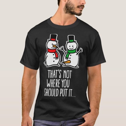 Naughty Christmas Saying Dirty Snowman Cartoon Ugl T-shirt (Voorkant)