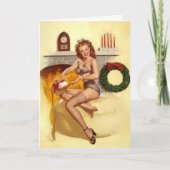 Naughty Christmas Stocker Pin-Up Wenskaart Feestdagen Kaart (Voorkant)