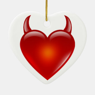 Naughty Devil Heart met Horns Keramisch Ornament