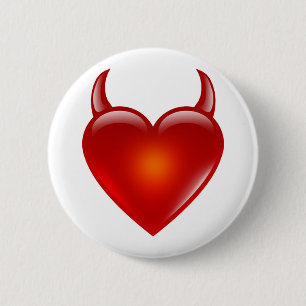Naughty Devil Heart met Horns Ronde Button 5,7 Cm