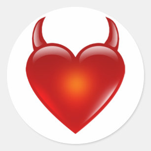 Naughty Devil Heart met Horns Ronde Sticker