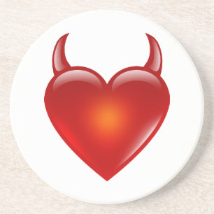 Naughty Devil Heart met Horns Zandsteen Onderzetter