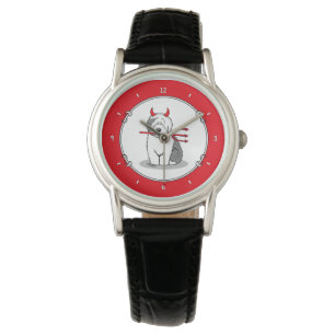 Naughty Devil Old English Sheepdog (grijs 1) Horloge