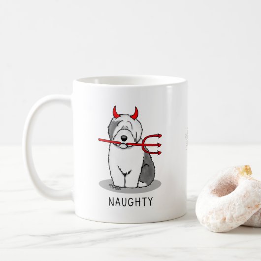 Naughty Devil Old English Sheepdog (grijs 1) Koffiemok (Met donut)