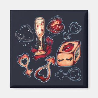 Naughty Dice & Champagne Adult Humor Dark Romance  Magneet