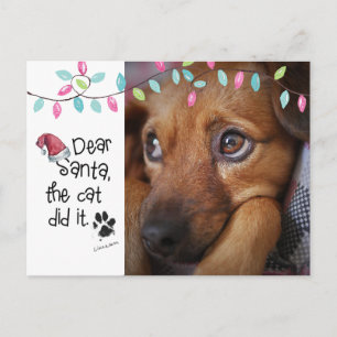 Naughty Dog Funny Dear Santa Letter Photo Dog Name Feestdagenkaart
