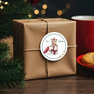 Naughty Dog Waterverf Yorkshire Terriër in de Vere Ronde Sticker