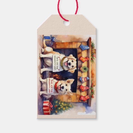 Naughty Dogs Christmas Gift Label Cadeaulabel (Voorkant)