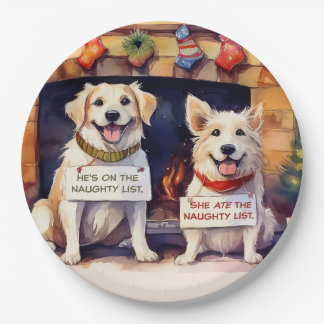 Naughty Dogs Kerst Papier Borden Papieren Bordje