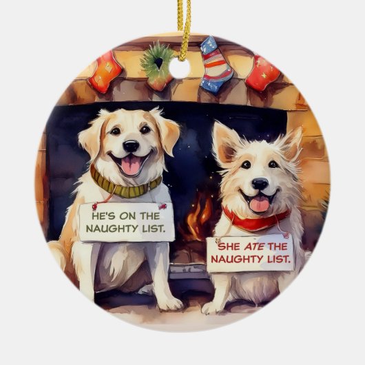 Naughty Dogs kerstversiering Keramisch Ornament (Voorkant)