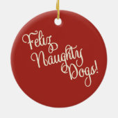 Naughty Dogs kerstversiering Keramisch Ornament (Achterkant)