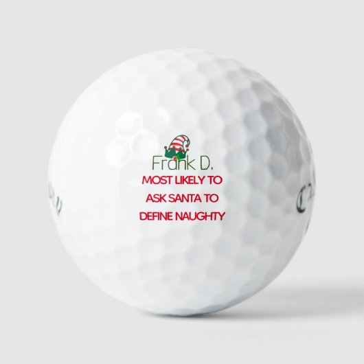 Naughty Elf golfballen, kerstcadeau Callaway Golfballen (Voorkant)