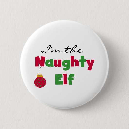 Naughty Elf Ronde Button 5,7 Cm (Voorkant)
