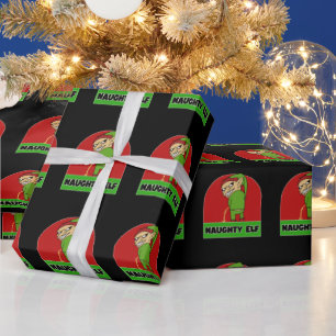 NAUGHTY ELF RUDE CHRISTMAS WRAPPING PAPER CADEAUPAPIER
