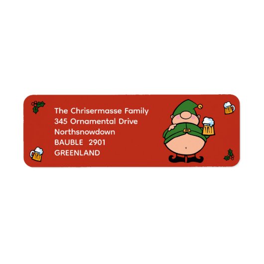 Naughty Elves beer Xmas Return Address Label (Voorkant)