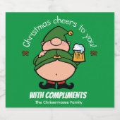 Naughty Elves Green Christmas Bière Étiquette (Étiquettes simples)