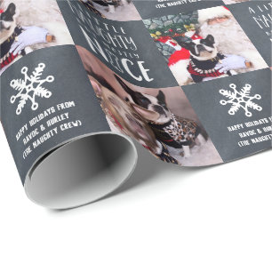 Naughty en Nice   Aangepast 2-foto-Pet Dog Cadeaupapier