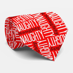 Naughty en Nice Red White Kerstnieuwigheid Stropdas