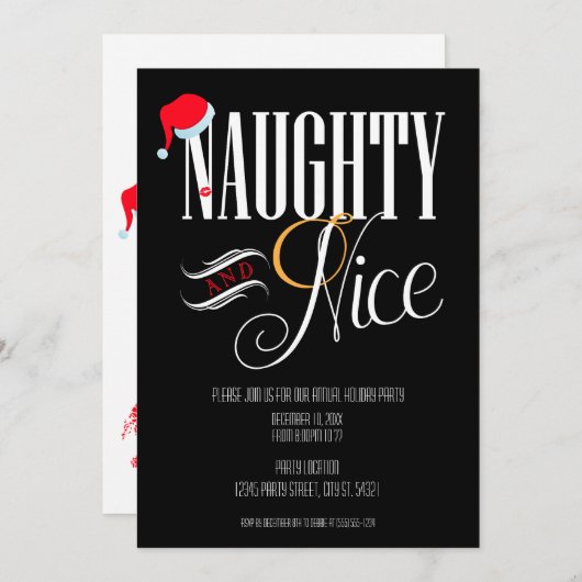 Naughty et Nice Fêtes Invitations (Devant / Derrière)