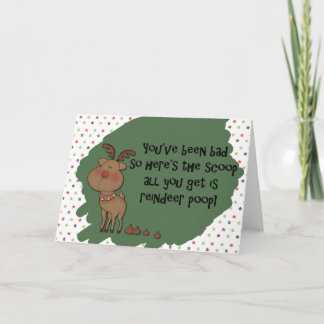 Naughty Funny Christmas Reindeer Poop Kaart