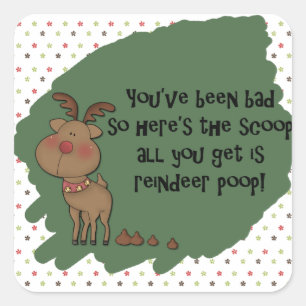 Naughty Funny Christmas Rendier Pop Gift Gezegde Vierkante Sticker