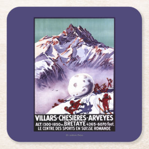 Naughty Gnomes Making Giant Snowball Poster Vierkante Kartonnen Onderzetter