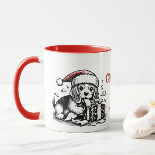 Naughty Helper Beagle kerstcadeaus gepersonaliseer Mok