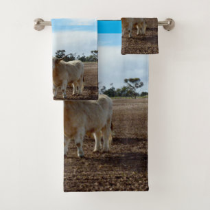 Naughty Highland Koeien Ate Crop, Bath Towel Set Bad Handdoek