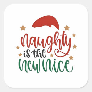 Naughty is de nieuwe leuke kerstman vierkante sticker