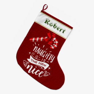 Naughty is het New Nice Candy Ribbon Monogram Grote Kerstsok