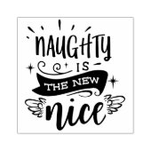Naughty is het nieuwe mooie kerstrubberen stempel (Afrduk)