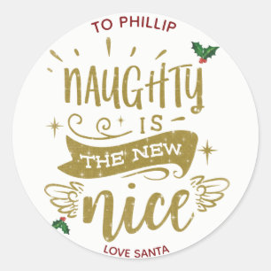 Naughty is het nieuwe Nice kerst sticker label