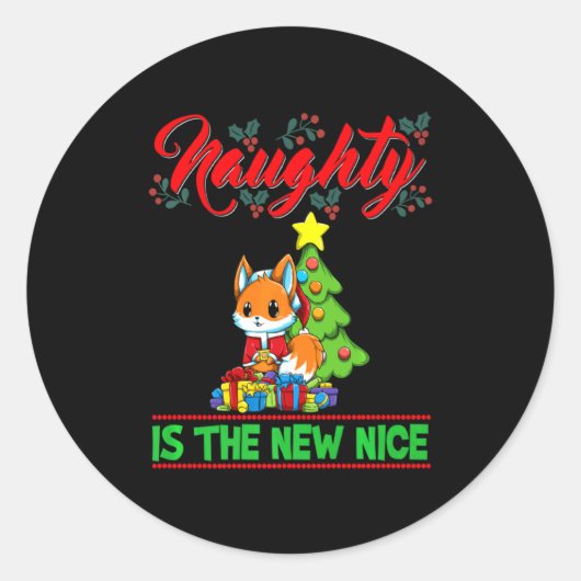 Naughty Is The New Nice Christmas Santa Xmas Premi Ronde Sticker (Voorkant)
